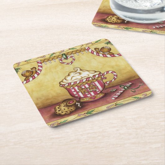 Kerstbrood Koffie Onderzetters (Schuin)