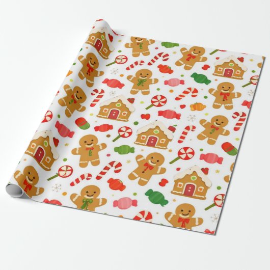 Kerstbrood & Suikerstok Cadeaupapier (Uitgerold)