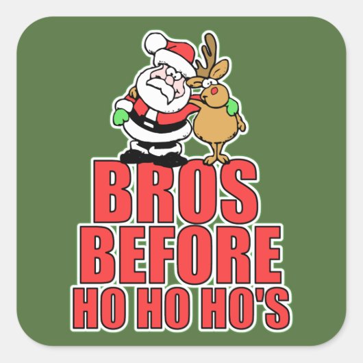 Kerstbros Santa en Rudolph Vierkante Sticker (Voorkant)