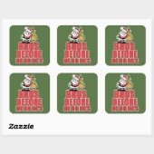 Kerstbros Santa en Rudolph Vierkante Sticker (Vel)