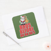 Kerstbros Santa en Rudolph Vierkante Sticker (Envelop)