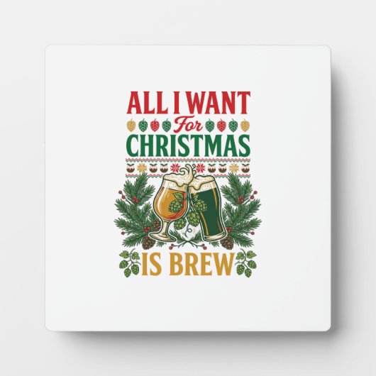 Kerstbrouw Bierglazen Dennen Hop Fotoplaat (Voorkant)