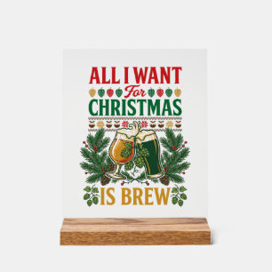 Kerstbrouw Bierglazen Dennen Hoppen Acryl Bord