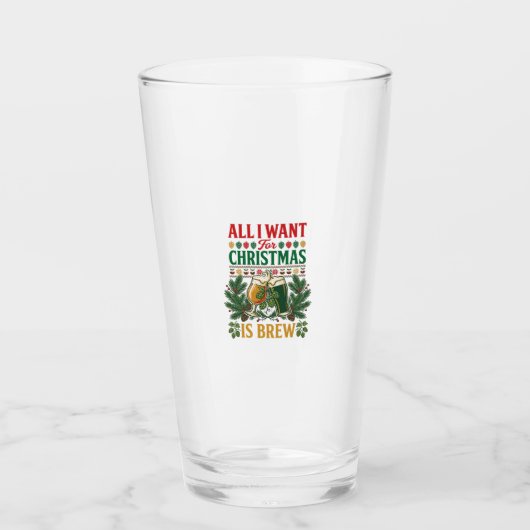 Kerstbrouw Bierglazen Dennentakken Hop Glas (Voorkant)