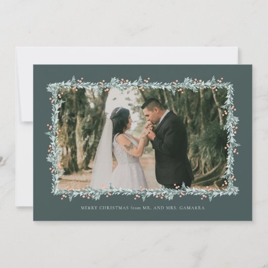 Kerstbruiloft aankondiging fotokaart (Voorkant)