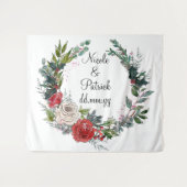 Kerstbruiloft achtergrond, decemberbruiloft decor wandkleed (Voorkant (horizontaal))