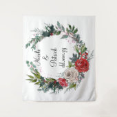 Kerstbruiloft achtergrond, decemberbruiloft decor wandkleed (Voorkant)