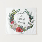 Kerstbruiloft achtergrond, decemberbruiloft decor wandkleed (Voorkant (horizontaal))