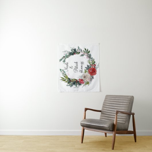 Kerstbruiloft achtergrond, decemberbruiloft decor wandkleed (In situ)