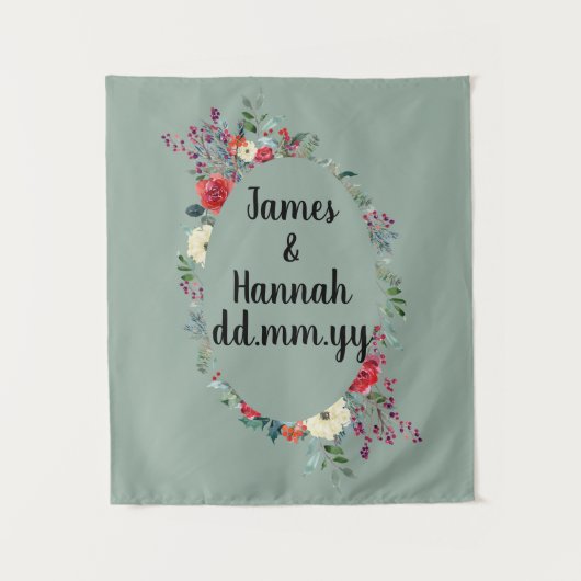 Kerstbruiloft achtergrond, decemberbruiloft decor wandkleed (Voorkant)