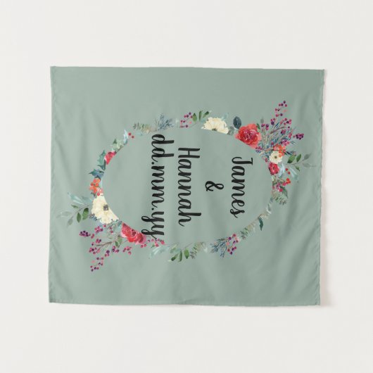 Kerstbruiloft achtergrond, decemberbruiloft decor wandkleed (Voorkant (horizontaal))