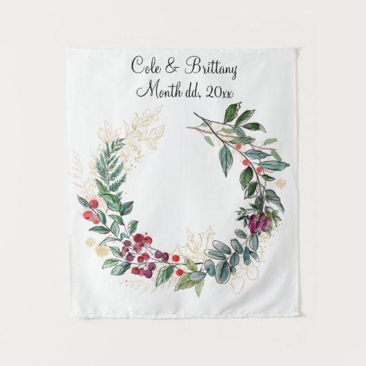 Kerstbruiloft Achtergrond, Fotofoto's ontvangen Wandkleed (Voorkant)