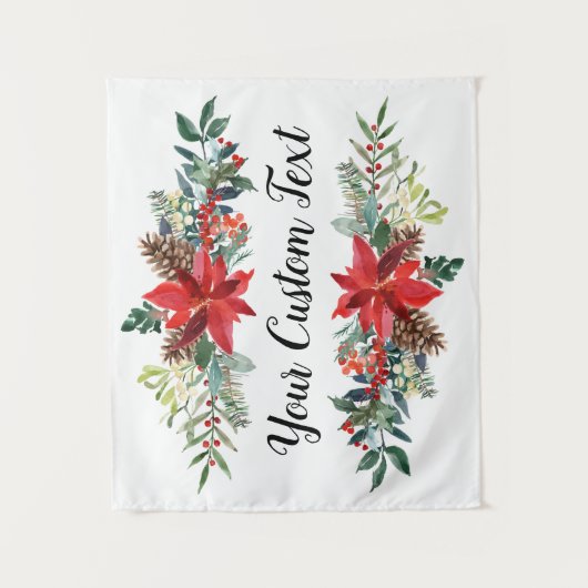 Kerstbruiloft achterlaat, feestdag Foto Booth T Wandkleed (Voorkant)