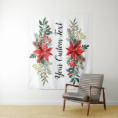 Kerstbruiloft achterlaat, feestdag Foto Booth T Wandkleed (In situ)