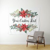 Kerstbruiloft achterlaat, feestdag Foto Booth T Wandkleed (In Situ (horizontaal))