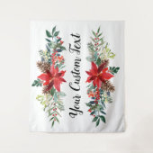 Kerstbruiloft achterlaat, feestdag Foto Booth T Wandkleed (Voorkant)