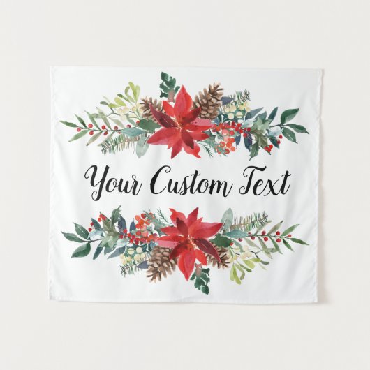 Kerstbruiloft achterlaat, feestdag Foto Booth T Wandkleed (Voorkant (horizontaal))