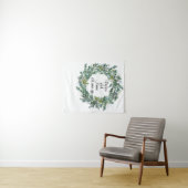 Kerstbruiloft achterlaat, Greenery Photo Booth Wandkleed (In Situ (horizontaal))