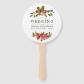Kerstbruiloft Bloemen Holly Waterverf Favor Handwaaier (Voorkant)