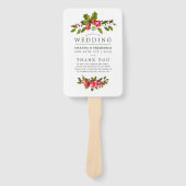 Kerstbruiloft Bloemen Holly Waterverf Programma Handwaaier (Voorkant)