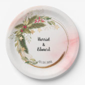 Kerstbruiloft Bridal Weddenschappen Receptiepapier Papieren Bordje (Voorkant)