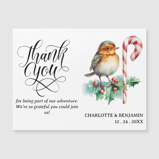 Kerstbruiloft Dank u Magnetische Kaart (Voorkant)