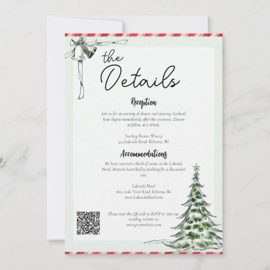 Kerstbruiloft Details met QR Code Kaart (Voorkant)
