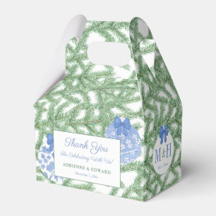 Kerstbruiloft Elegant Blue Bauble Bedankdoosjes