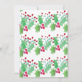 Kerstbruiloft Elegant Script Waterverf Berry Kaart (Achterkant)