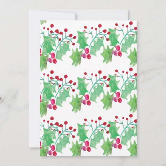 Kerstbruiloft Elegant Script Waterverf Berry Kaart (Achterkant)