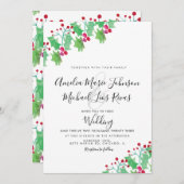 Kerstbruiloft Elegant Script Waterverf Berry Kaart (Voorkant / Achterkant)