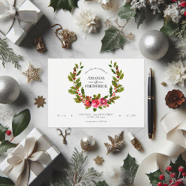 Kerstbruiloft Floral Holly en Ivy Invitation Kaart
