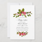 Kerstbruiloft - Floral Holly Uitnodiging (Voorkant)