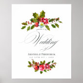 Kerstbruiloft Floral Holly Waterverf Welkom Poster (Voorkant)