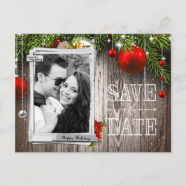 Kerstbruiloft Foto Save the Date Aankondigingskaart