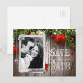 Kerstbruiloft Foto Save the Date Aankondigingskaart (Voorkant / Achterkant)