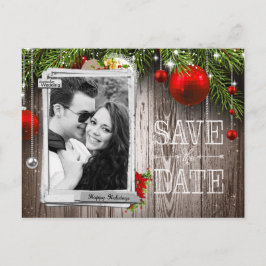 Kerstbruiloft Foto Save the Date Aankondigingskaart