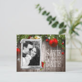 Kerstbruiloft Foto Save the Date Aankondigingskaart (Staand voorkant)