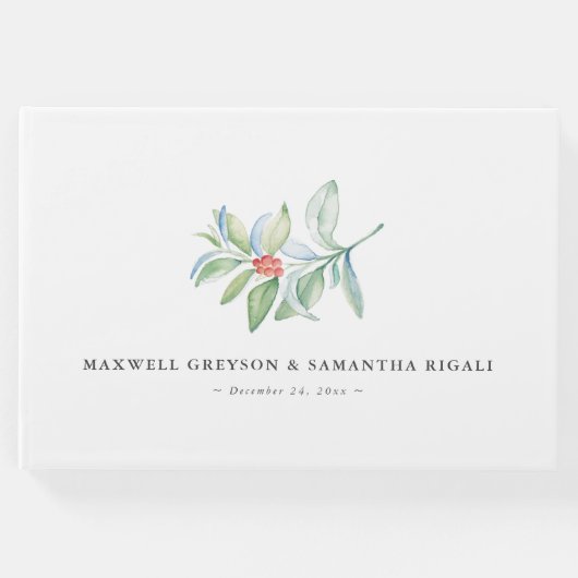 Kerstbruiloft Gastenboek Waterverf Botanisch (Voorkant)