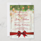 Kerstbruiloft Gold Decorations & Red Ribbon Kaart (Voorkant)