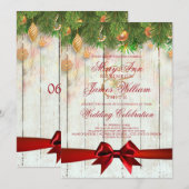 Kerstbruiloft Gold Decorations & Red Ribbon Kaart (Voorkant / Achterkant)