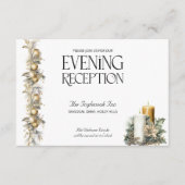 Kerstbruiloft Gouden Holly Bells receptie Informatiekaartje (Voorkant)