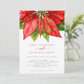 Kerstbruiloft Grote Rode Poinsettia Kaart (Staand voorkant)