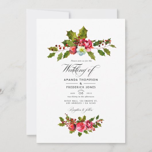 Kerstbruiloft Holly Foto Kaart (Voorkant)