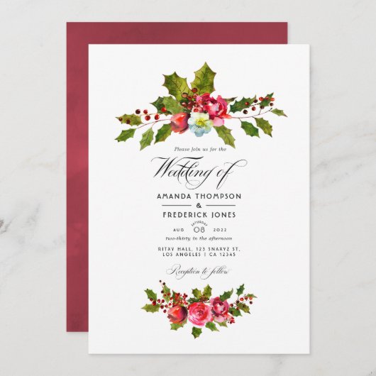 Kerstbruiloft Holly Foto Kaart (Voorkant / Achterkant)