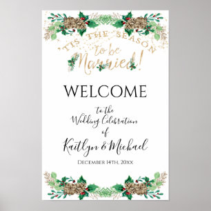 Kerstbruiloft Holly Gold Foliage Welkom Poster