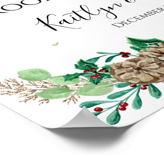 Kerstbruiloft Holly Gold Foliage zonder zijkant Poster (Hoek)
