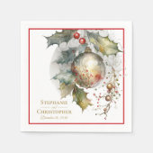 Kerstbruiloft Holly Ornament Servet (Voorkant)