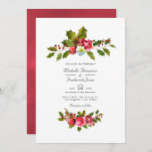 Kerstbruiloft Holly QR Code RSVP Kaart (Voorkant / Achterkant)