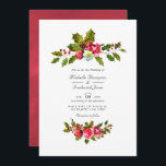 Kerstbruiloft Holly QR Code RSVP Kaart<br><div class="desc">rode bloemen,  heilig,  en de uitnodigingen van de kerstbruiloft van de bessen zijn ontworpen om snel en gemakkelijk aan uw manifestatistieken worden aangepast. Ideaal voor een bepaald thema of een tuinbruiloft. De QR code op de omgekeerde richt aan uw trouwplaats waar de mensen meer en rsvp kunnen leren.</div>